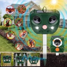 Upgraded Solar Ultrasonic Animal Repellent LED Flash Dog Cat Skunk Deer Raccoon 