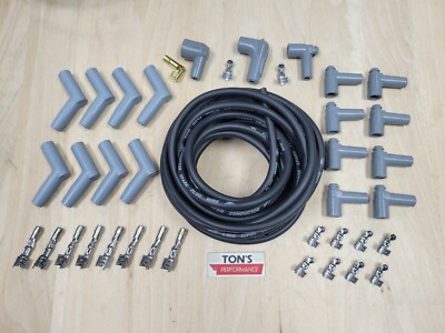 Universal MSD Super Conductor 8.5mm Black Spark Plug Wire HEI kit v8 45 angle
