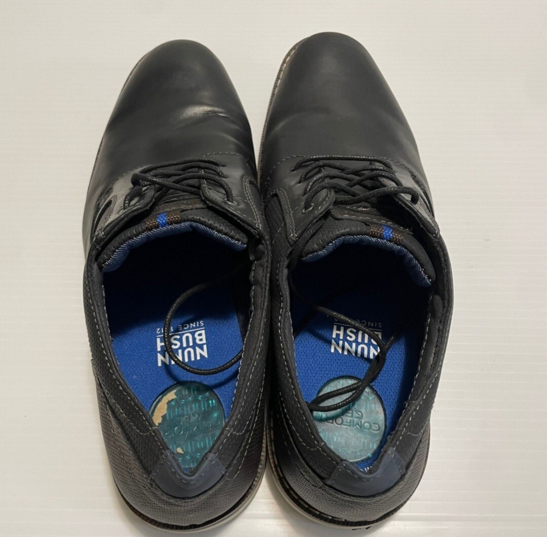 SAOLA Nunn Bush Circuit Plain Toe Oxford 84889 009 da uomo in pelle nera marrone taglia 11M