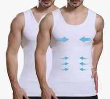 Mens Slimming Body Shaper Undershirt, Compression Shirts, Tummy Control