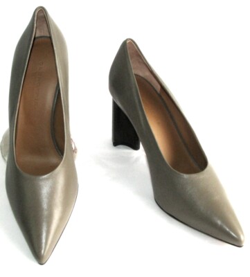 CLERGERIE PARIS Pumps KISS Absatz 8 cm Leder grau taupe 38 - NEU