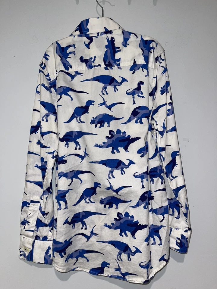 Mini Boden Boys Dinosaur Dino Shirt Button Down 7-8 Y - Image 2 of 3