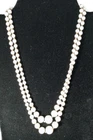 Vintage 2 Strand Necklace White Milk Glass Beaded w/ Large Flower Clasp Goldtone
