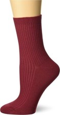 K. Bell Women's Ribbed Ankle Crew Socks 1 Pair, Cranberry, Women's 9-11