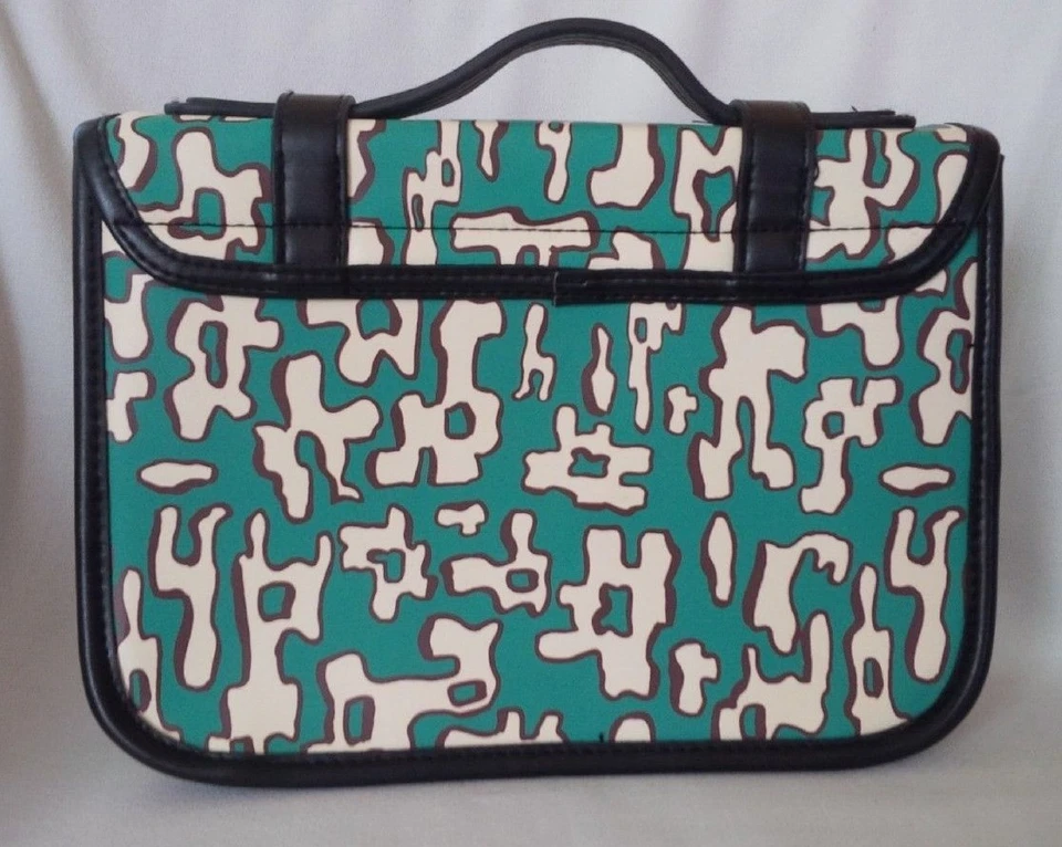 TOPSHOP Bolso Bandolera Escolar Verde Azulado y Marfil con Borde Negro Foto 3 de 4