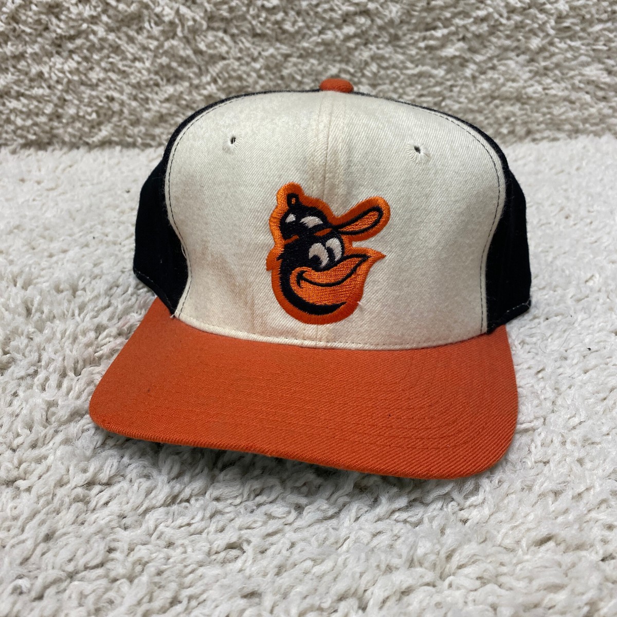 Vintage Twins Baltimore Orioles Hat Cap Fitted 7 White Orange