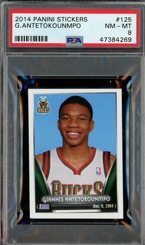 2013/2014 Panini Sticker Giannis Antetokounmpo #125 Graded PSA 8 NM MT RC ROOKIE