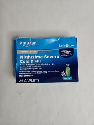 Amazon Nighttime Severe Cold & Flu 24 Caplets EXP 12/24