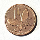 2004 Papua New Guinea 1 toea Coin Butterfly Insect Animal Wildlife