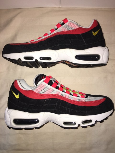 Nike Air Max 95 Essential Mens At9865 101 Black Yellow Crimson Shoes Size 8 For Sale Online Ebay