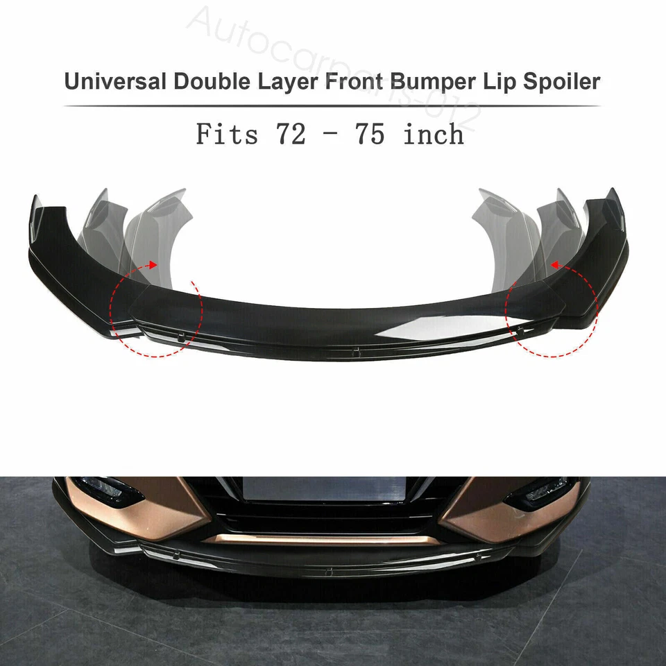 For 2011-2014 Hyundai Sonata Black Front Bumper Lip Body Kit Spoiler+Strut Rods Foto 3 de 4