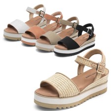 Women Wedge Sandals Open Toe Ankle Strap Espadrille Platform Sandals