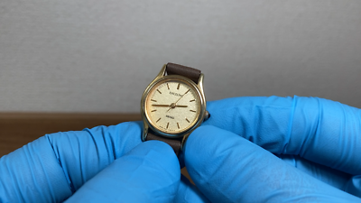 ▶️ Vintage [Near Mint] SEIKO EXCELINE 4N21-0390 Gold Dial Women