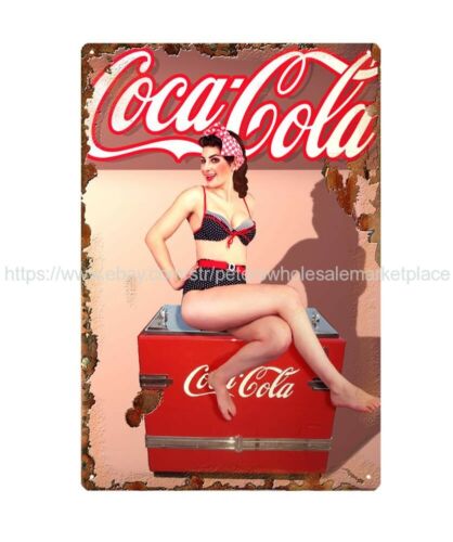  discount home decor sexy coca cola girl metal tin sign - Afbeelding 1 van 3