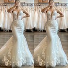 V Neck Wedding Dresses Mermaid Elegant Tulle Floral Off Shoulder Bridal Gowns
