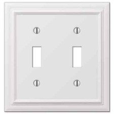 AMERELLE Continental 2 Gang Toggle Metal Wall Plate - White