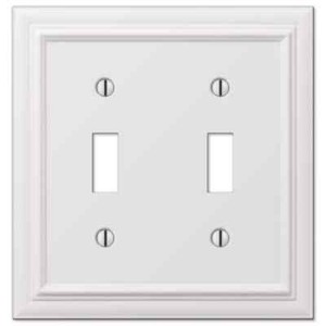 Amerelle 94TTW Continental Wallplate 2 Toggle Cast Metal White 1-Pack
