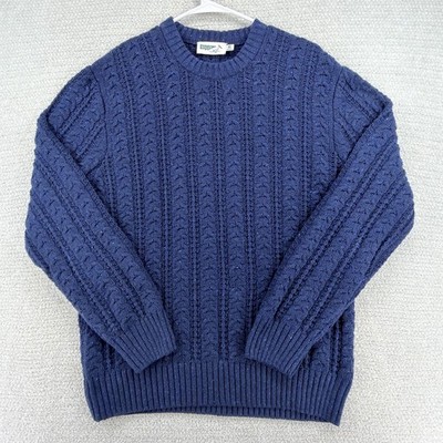 Wellen Seawool Fisherman Sweater Mens Medium Navy Cable Knit Wool Huckberry