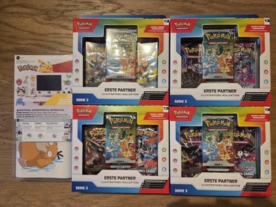 4x Pokemon Erste Partner Serie 3  - sealed  plus 24 wandtattoos