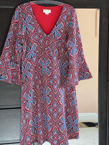 Anthropologie Maeve Kleid V-Ausschnitt Strick gefüttert Glockenärmel Boho Größe M - Bild 9 von 17