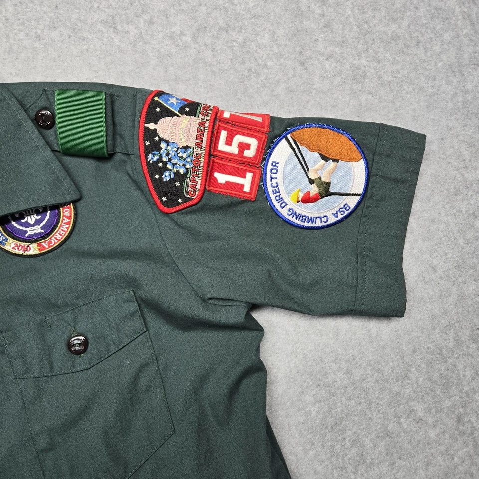Boy Scouts BSA Venturing Shirt Womens Medium Green Uniform Made USA Patches - Image 4 of 4