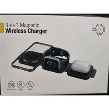 3-in-1 Magnetic Wireless Charger Foldable 15W Fast Charging Station AD02 Black