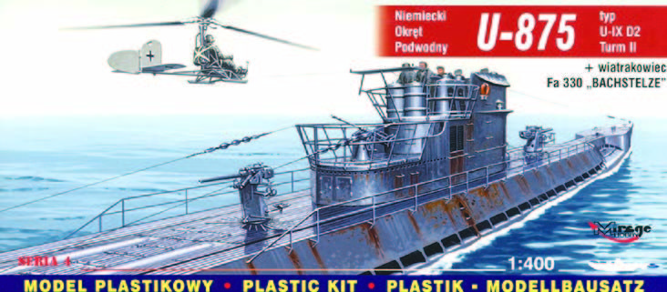 Mirage Hobby 40043 - 1:400 German U-Boat U 875 Type IX D2 Tower II and FA 330 B