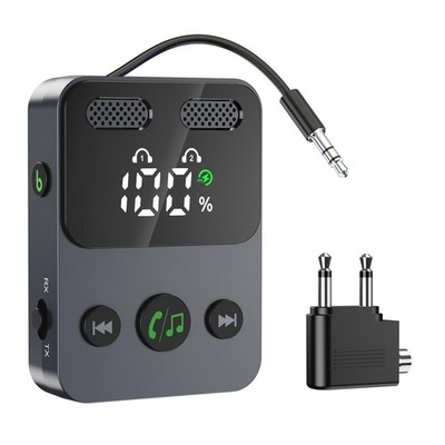 Bluetooth 5.3 Adapter for Airplane, 2-in-1 Transmitter & Receiver, Connects 2...