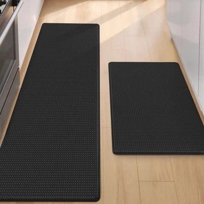 Color&Geometry Anti Fatigue Cushion Padded Kitchen Mat 17"x29"+17"x59", Black - Image 1 of 4