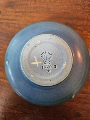 Rookwood Matte Blue/Green Bowl- 5 x3 - Signed-Arts & Crafts Period