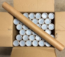 lot 36 2" x 24" cardboard shipping mailing tubes cores with white end caps NOS