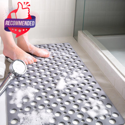 NON-SLIP BATHTUB MAT 30'' x 17'' EXTRA THICK SHOWER SAFETY PAD GREY