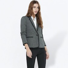 Express Ponte Stretch Knit Academy Blazer with Piped Trim - XS