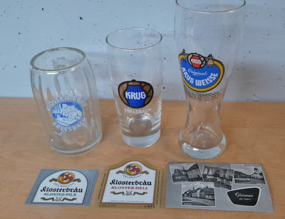 Biergläser Bieretiketten Postkarte Brauereien Ebelsbach Gleisenau