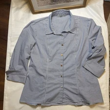 Marc New York size large blue and whites striped button down shirt