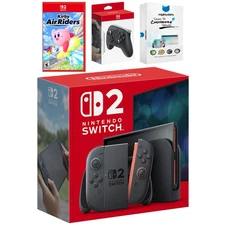Nintendo Switch 2 + Kirby Air Riders, Pro Controller, MightySkins Code Bundle