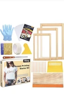 26Pcs Screen Printing Starter kit, 3 Different Size Wood Silk Screen Printing...