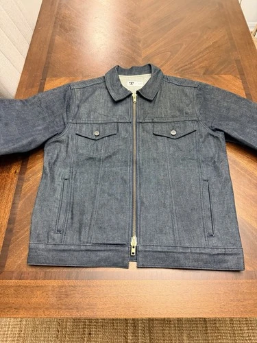 Tellason Raw Denim Jacket White Oak Cone Denim Zip Up Mens Size L image 3