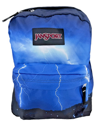 JanSport Backpack Blue Lightning Print Classic School Travel Bag 19x12x5