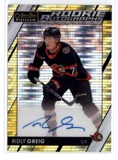 2023-24 O-Pee-Chee Platinum Rookie Autographs Seismic Gold Ridly Greig Auto 7/25