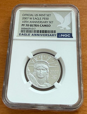 US 2007 W Platinum 1/2 oz $50 NGC PF70UC 2586.66 per troy oz