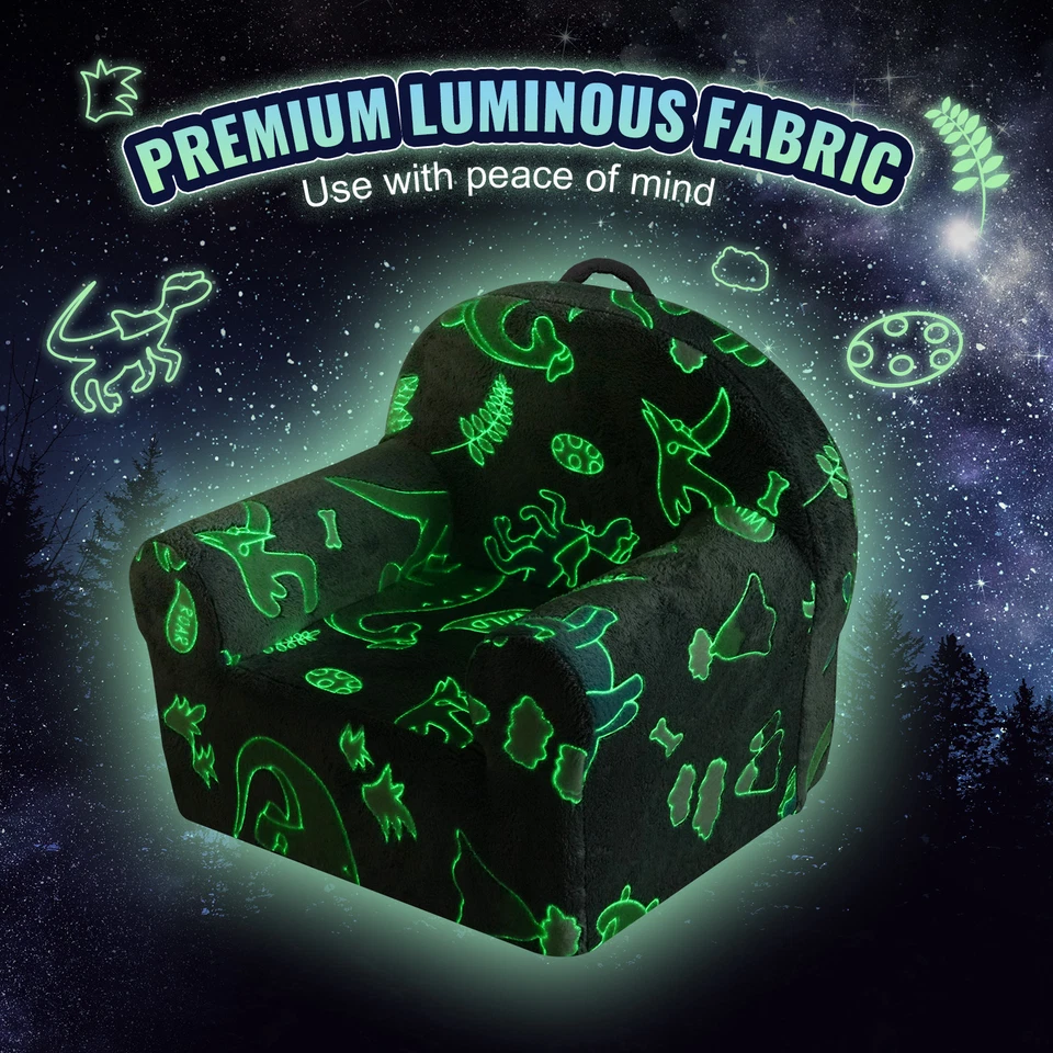 Toddler Chair Glow in the Dark Plush Baby Chair Playroom Furniture Grey - Image 3 of 4