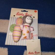 NEW Kathe Kruse Pack of 2 Teether / Rattle Plush