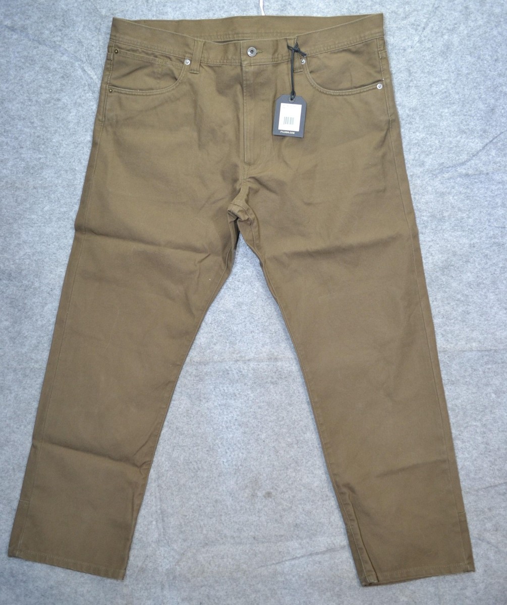 Filson Dry Tin Pants Mens 38x30 Marsh Olive Green 5 Pocket Canvas