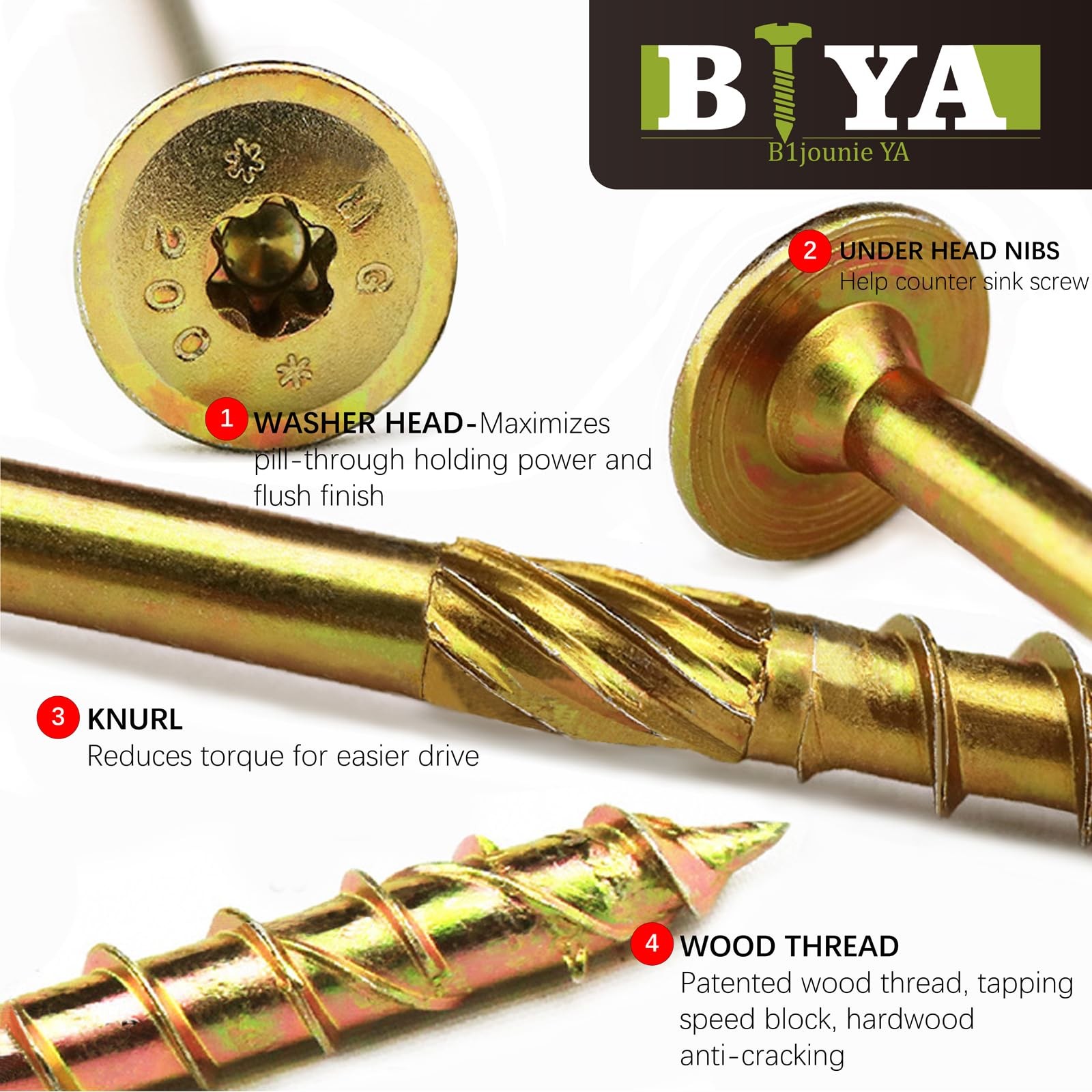 Lag Screws1/4" x 3-1/4" Construction Lag Screw Torx/Star Drive Heavy Duty Str