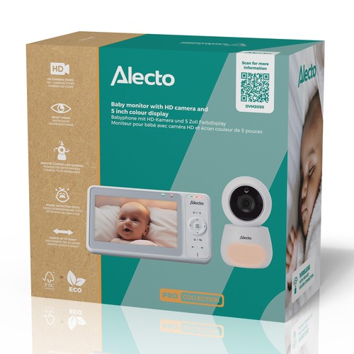 DVM2050 - Babyphone mit HD-Kamera, großem 5-Zoll-Farbdisplay und Nachtlicht - Fe