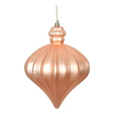 Vickerman 6" Onion Drop Christmas Ornaments in Matte Rose Gold (Set of 4)
