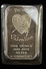 Rose Heart Be My Valentine Madison Mint .999 Fine Silver Bar - 1 Troy oz