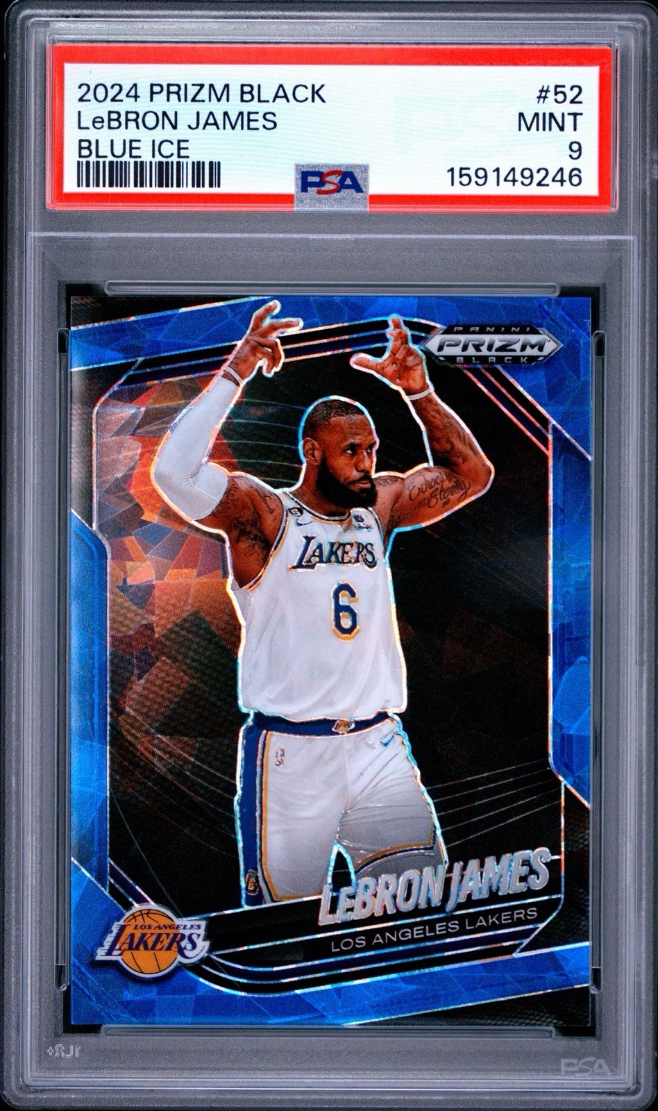 2024 Panini Prizm Black Blue Ice LeBron James #52 PSA 9 /125 Lakers