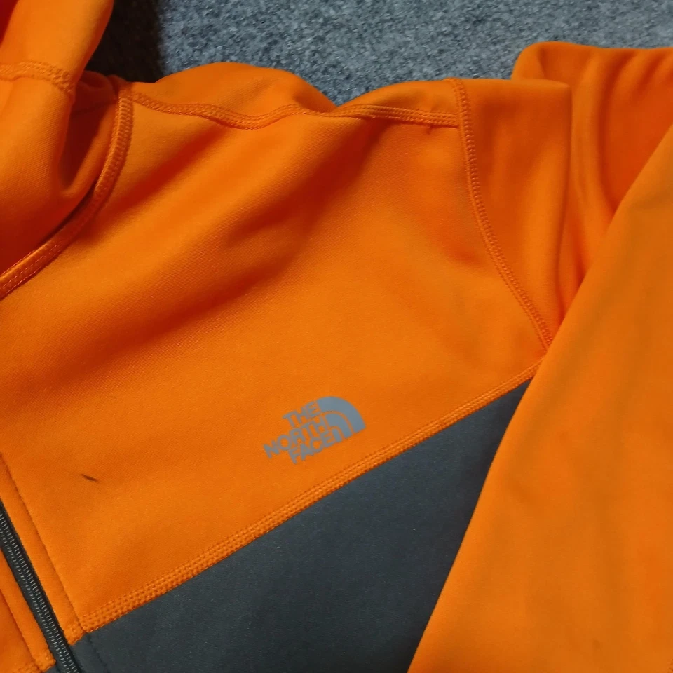 Sudadera con Capucha The North Face Para Hombre 2XL Naranja Gris Cremallera Completa Forrada de Vellón Bloques de Color Foto 2 de 4